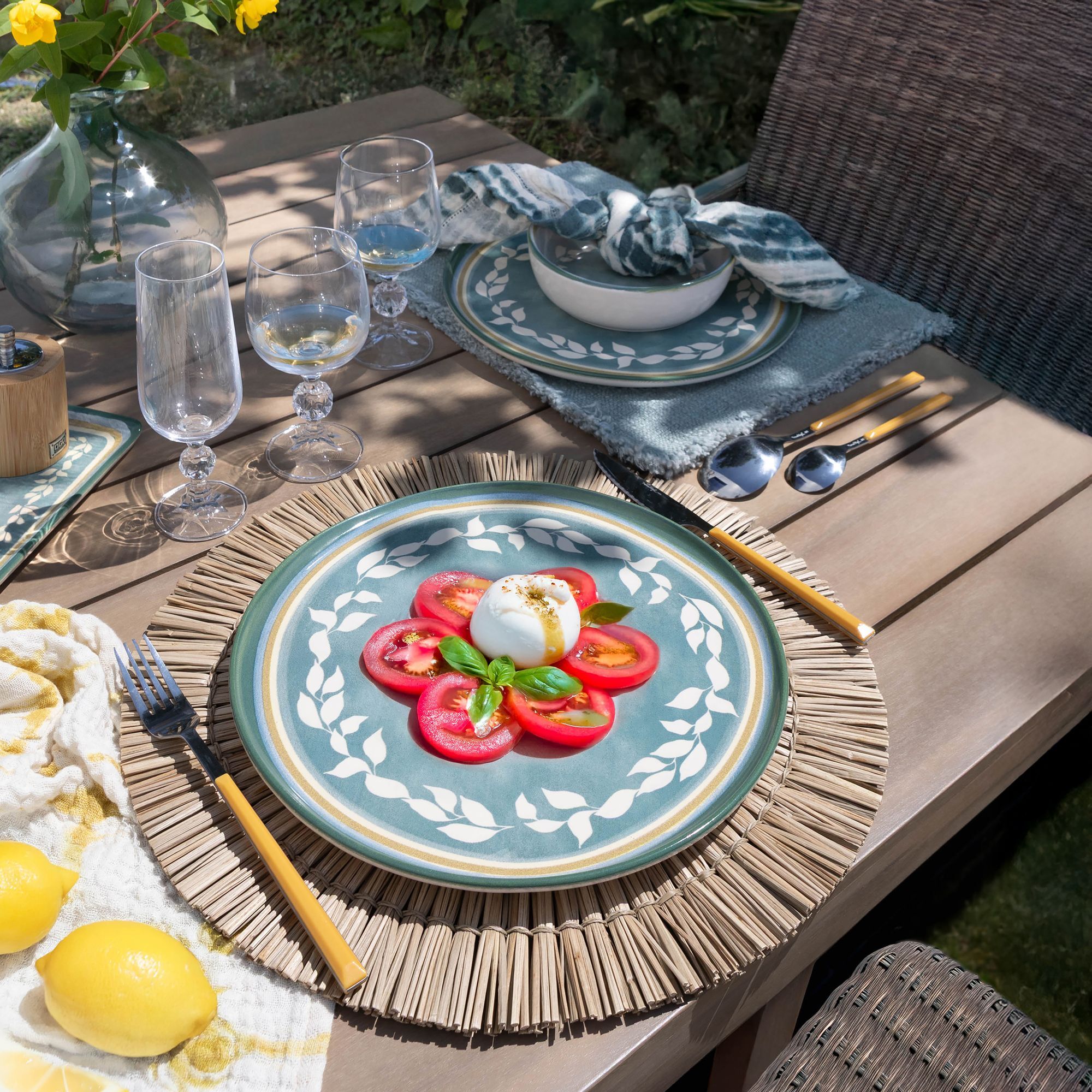 Lot de 6 assiettes plates en faïence verte 27,5cm CAPRIA