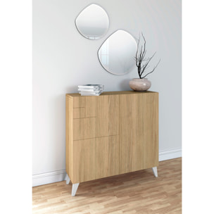 Zapatero Bergen melamina roble patas blanco 87x90x27 cm