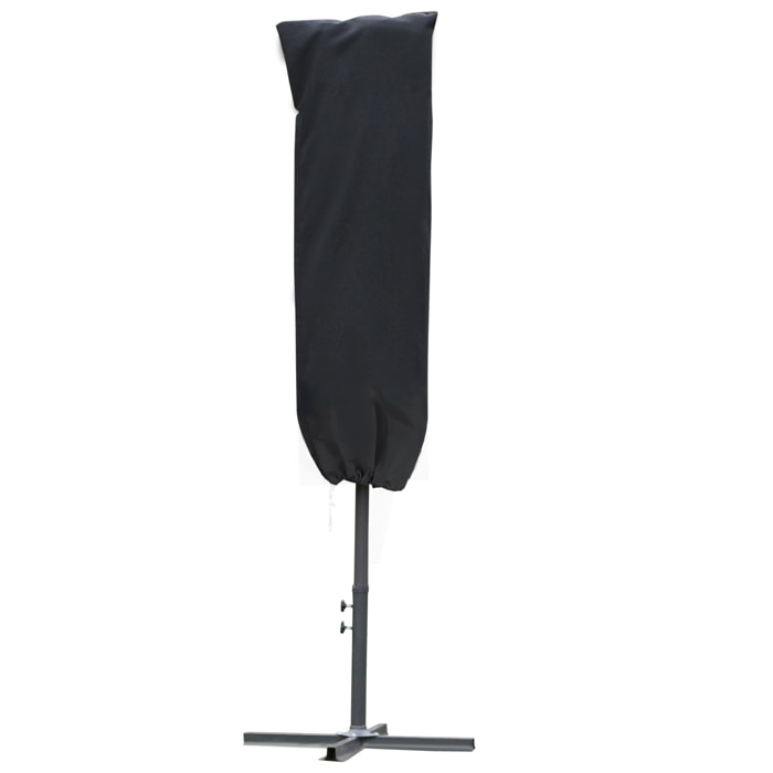 Housse de protection imperméable pour parasol droit avec fermeture éclair et cordon de serrage polyester oxford noir
