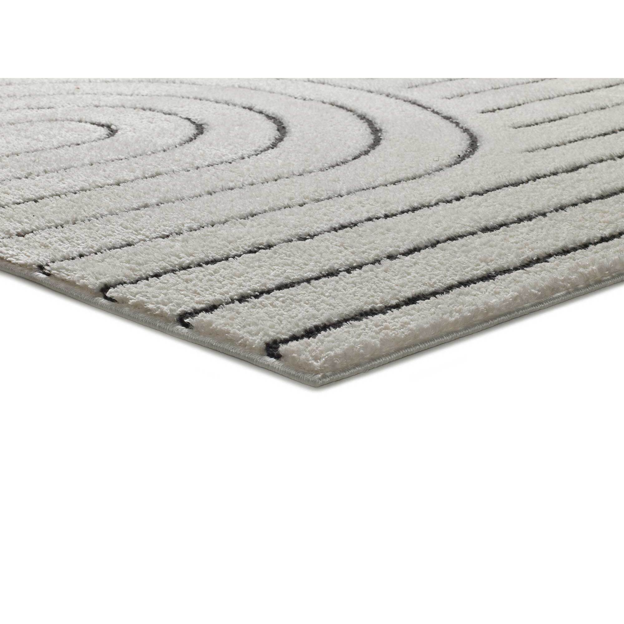 BLANCHE Alfombra  geometrica con relieve en blanco y negro, varias medidas disponibles.