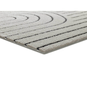 BLANCHE Alfombra  geometrica con relieve en blanco y negro, varias medidas disponibles.