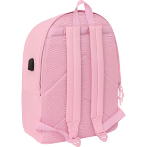Mochila doble para portatil 15,6"+usb real madrid chica rosa