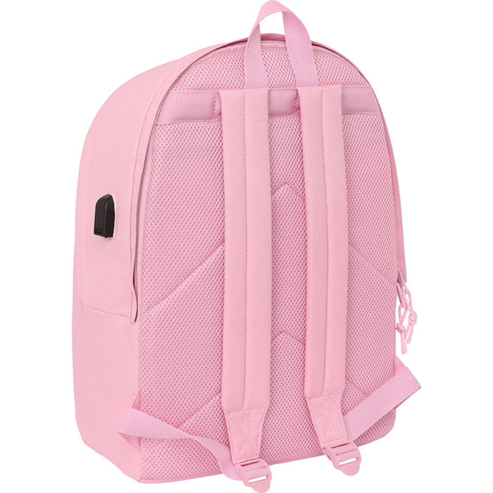 Mochila doble para portatil 15,6"+usb real madrid chica rosa