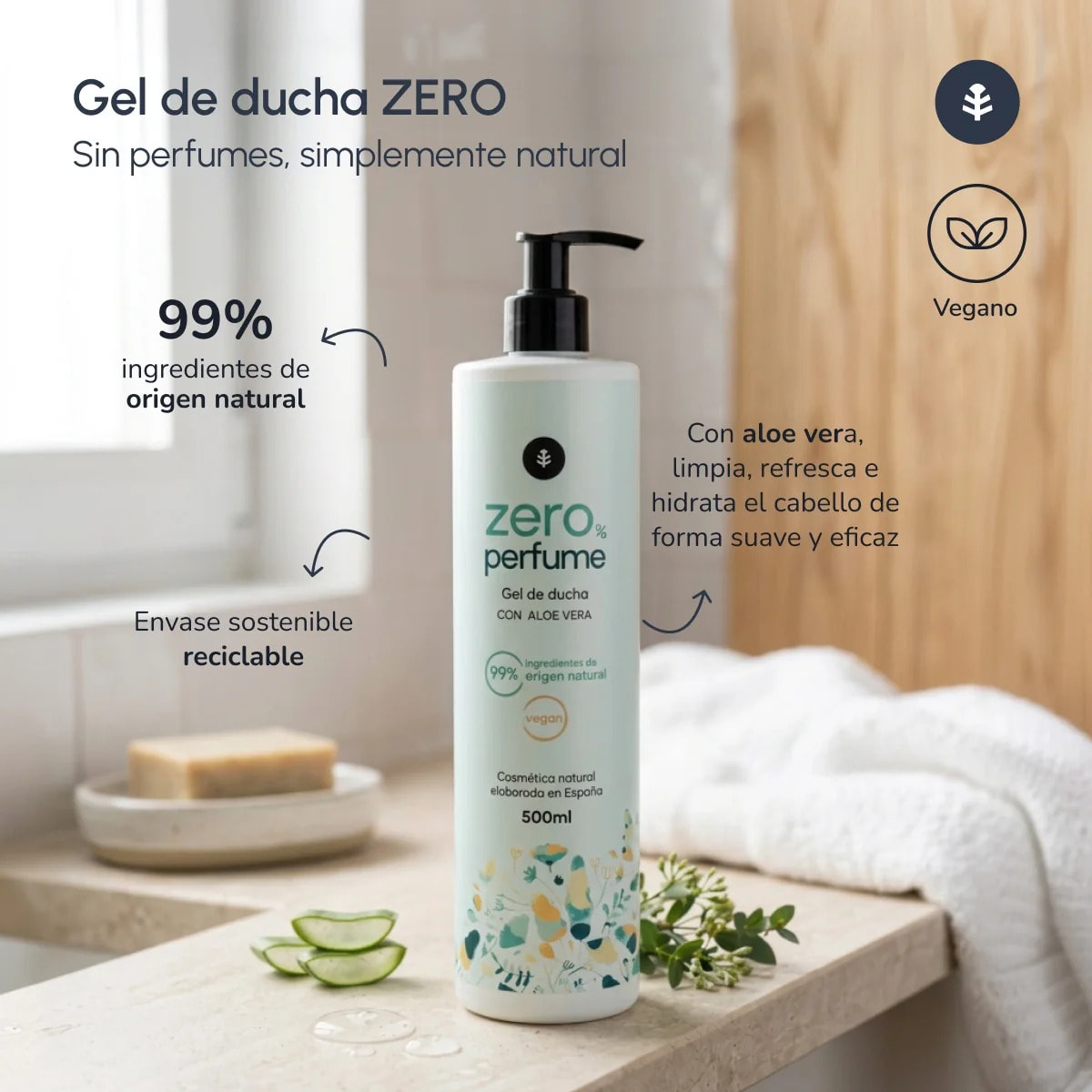 Gel de ducha Sin Perfume Aloe Vera Planeta Huerto 500 ml