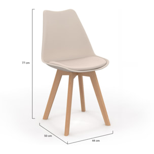Chaises Nordia beige pieds bois - lot de 4
