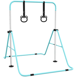 Portique d'anneaux double haubanage hauteur réglable dim. 148L x 105l x 88-128H cm acier ciel