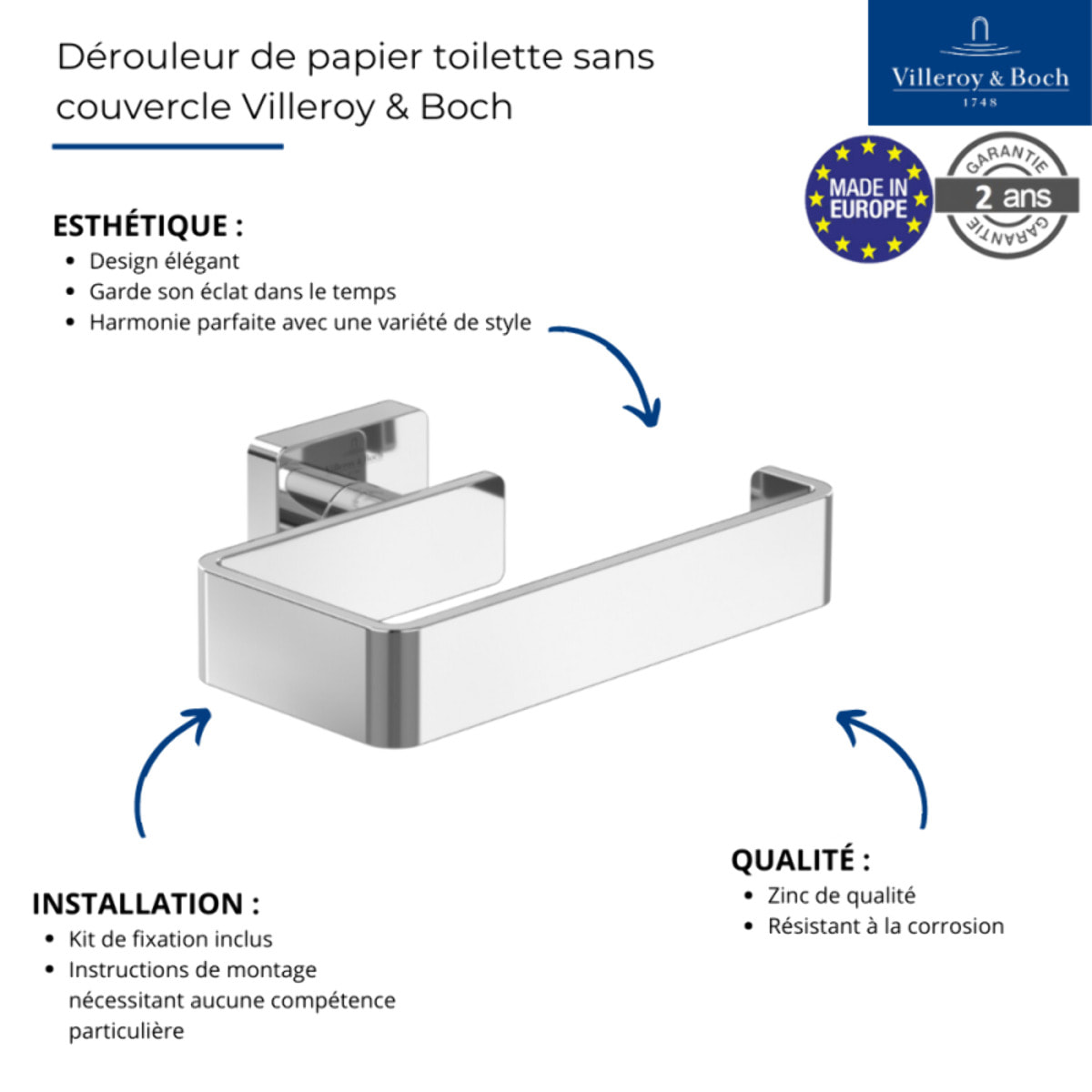 Dérouleur de papier toilette sans couvercle Elements - Striking Noir Mat