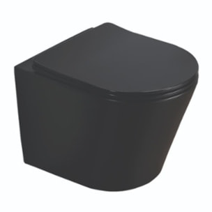 Pack WC Bati-support Geberit + WC Swiss Aqua Technologies Infinitio noir mat sans bride + Plaque noire foncee (GebBlackInfinitio