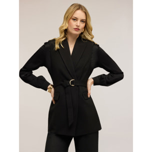 Motivi - Gilet doppiopetto con cintura - Nero