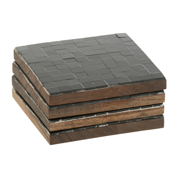 J-Line dessous de verre - verre- noir - boite de 4