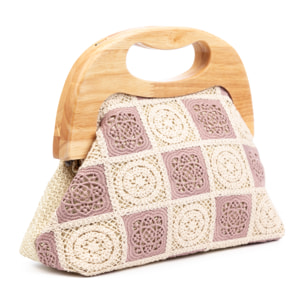 Barbaira Borsa a mano Donna. Realizzata in legno naturale e cotone.