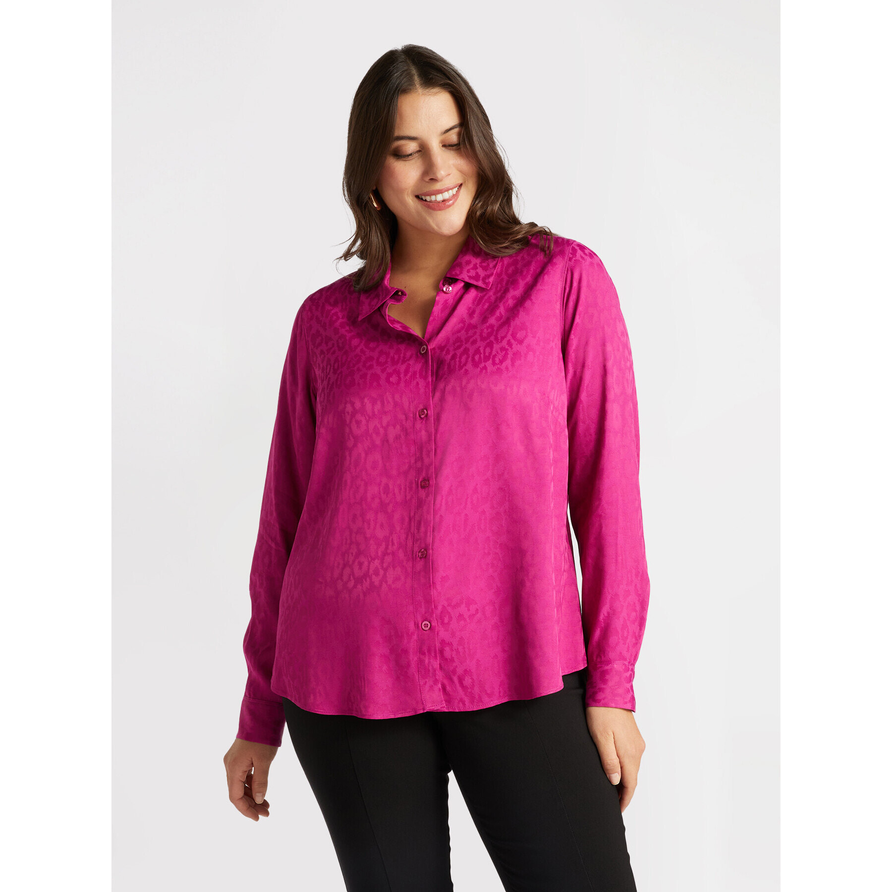 Fiorella Rubino - Camisa jacquard estampado animal - Fuchsia