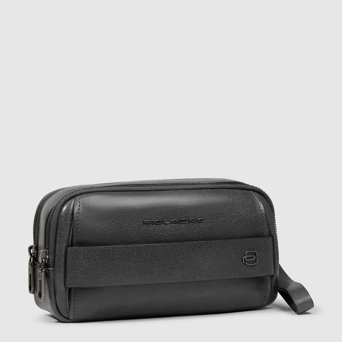 Piquadro Pochette in pelle con polsiera rimovibile e protezione RFID