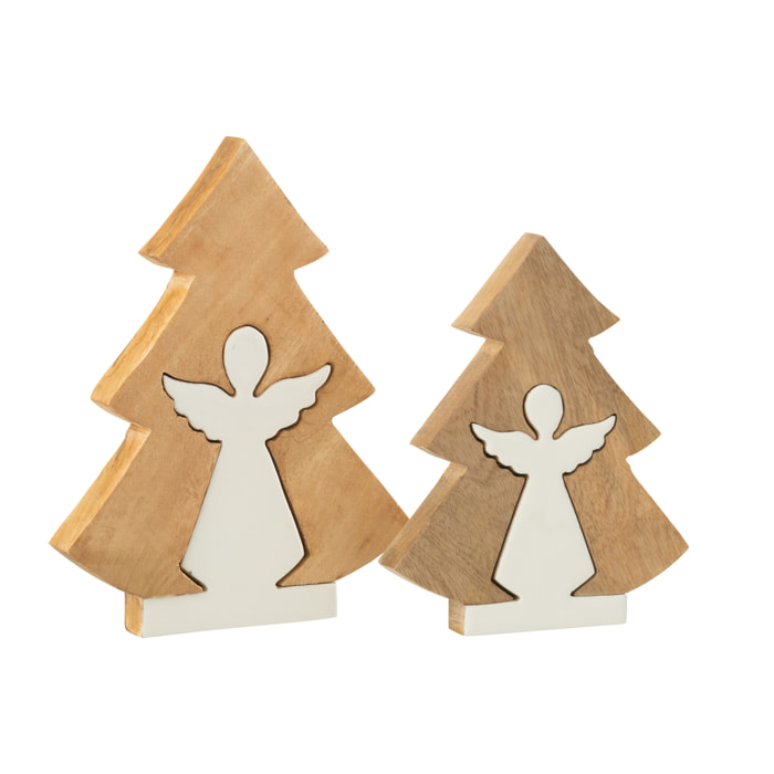 J-Line décoration Ange dans Arbre - bois - blanc/naturel - large