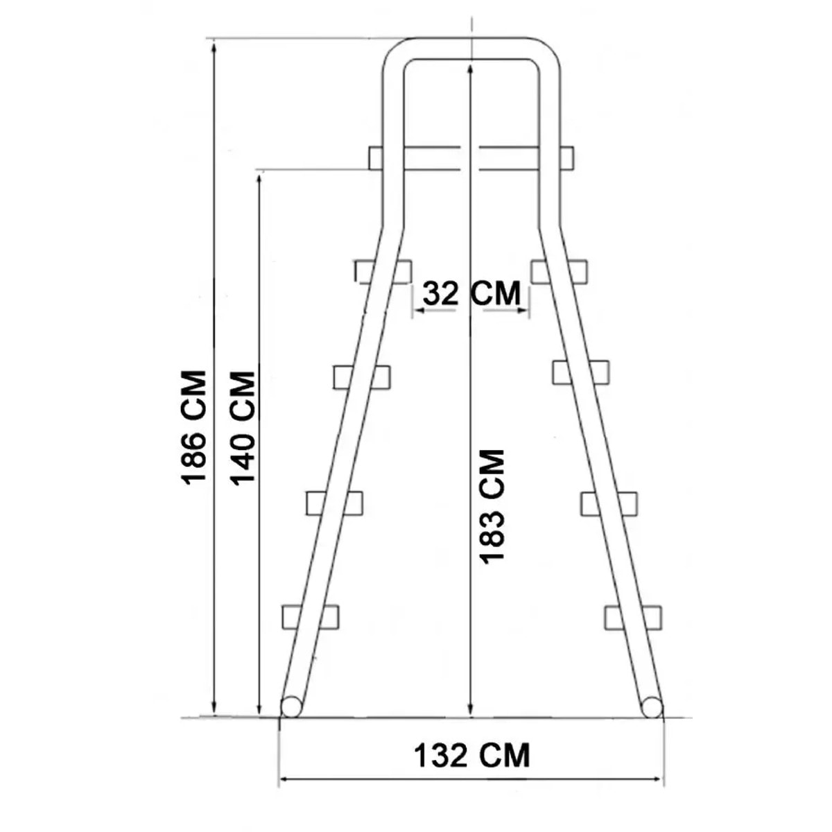 Echelle de sécurité pour piscine hors sol 1,2 m - 1,3 m.