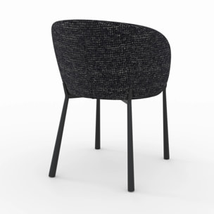 Chaise en tissu texturé noir - Danaë