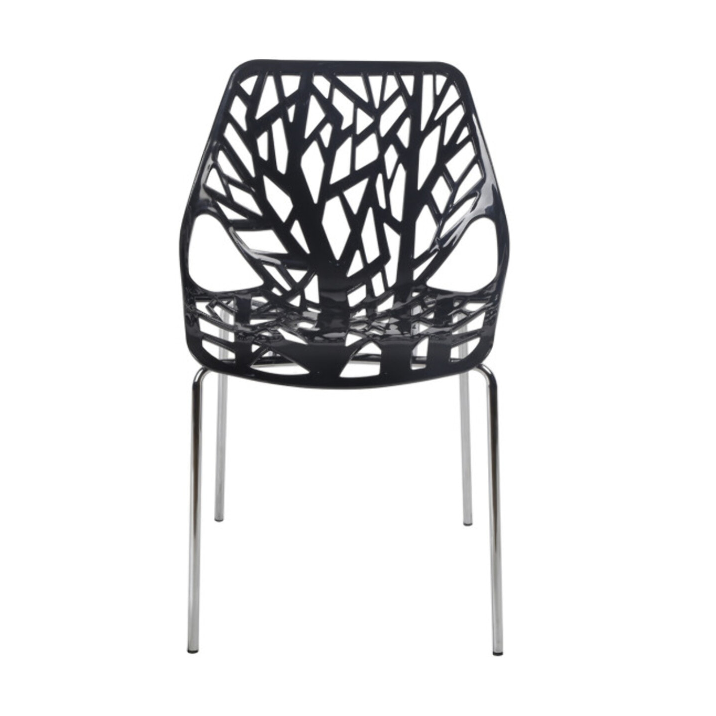 Chaise ajourée et empilable avec pieds métal chromé - QUEEN 3