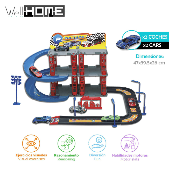 Well home - set de juego de coche y zona de aparcamiento