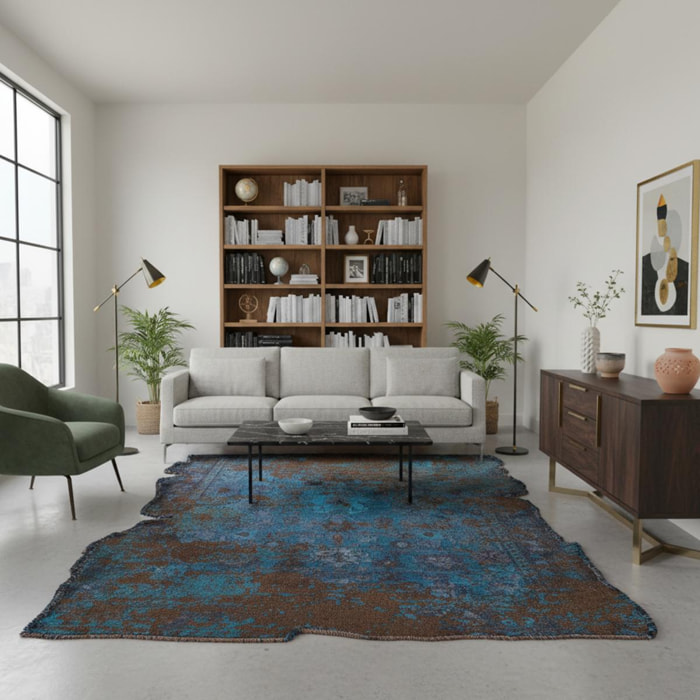 ATINOU Tapis salon kilim, Forme originale, Tissé à la main