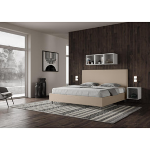 Lit king size avec sommier rembourrée 180x190 similicuir taupe Focus