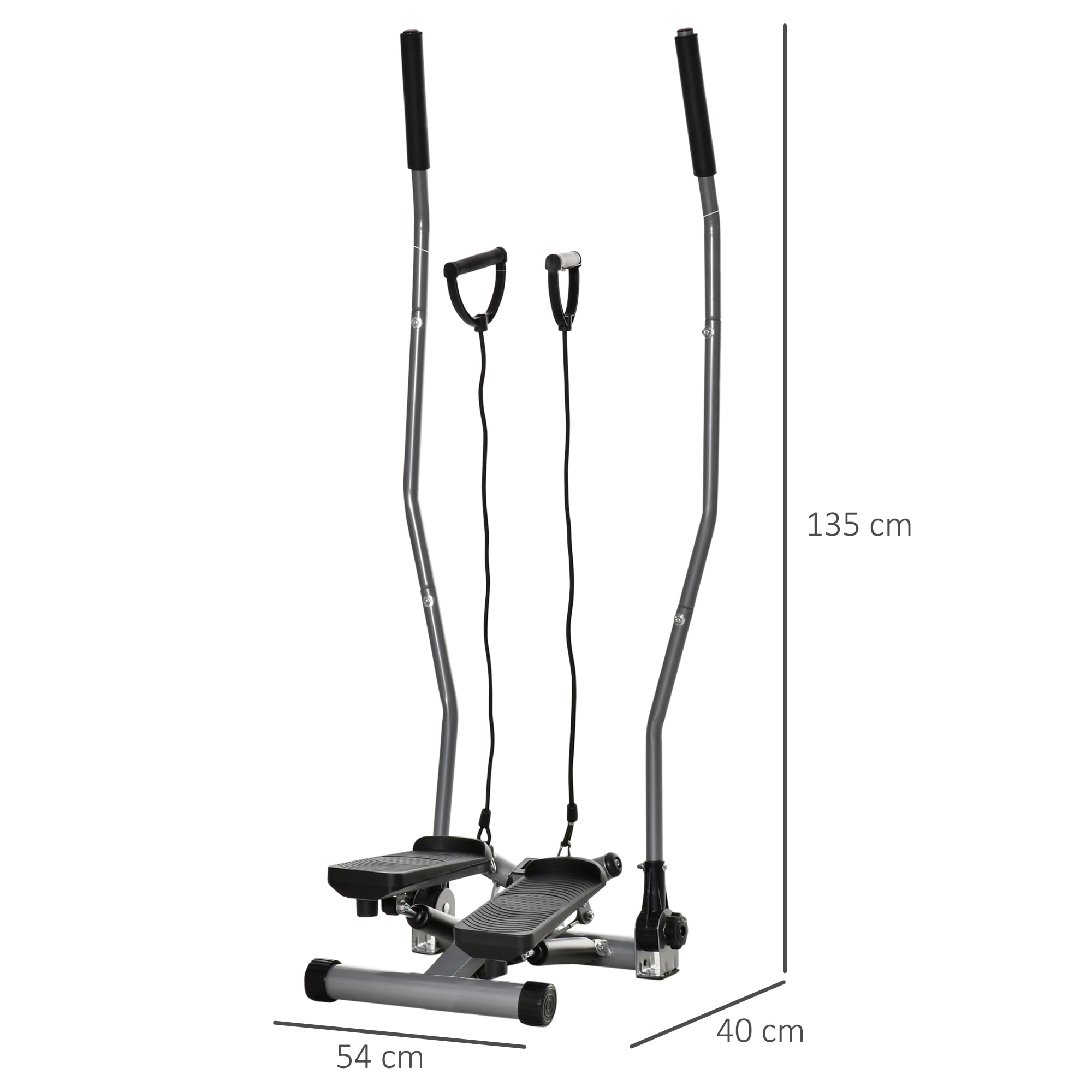 Stepper avec guidon extenseurs écran LCD multifonction acier ABS gris noir