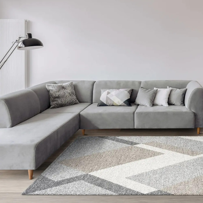 Tappeto Disegno Geometrico Soggiorno Salotto Grigio Tortora Beige