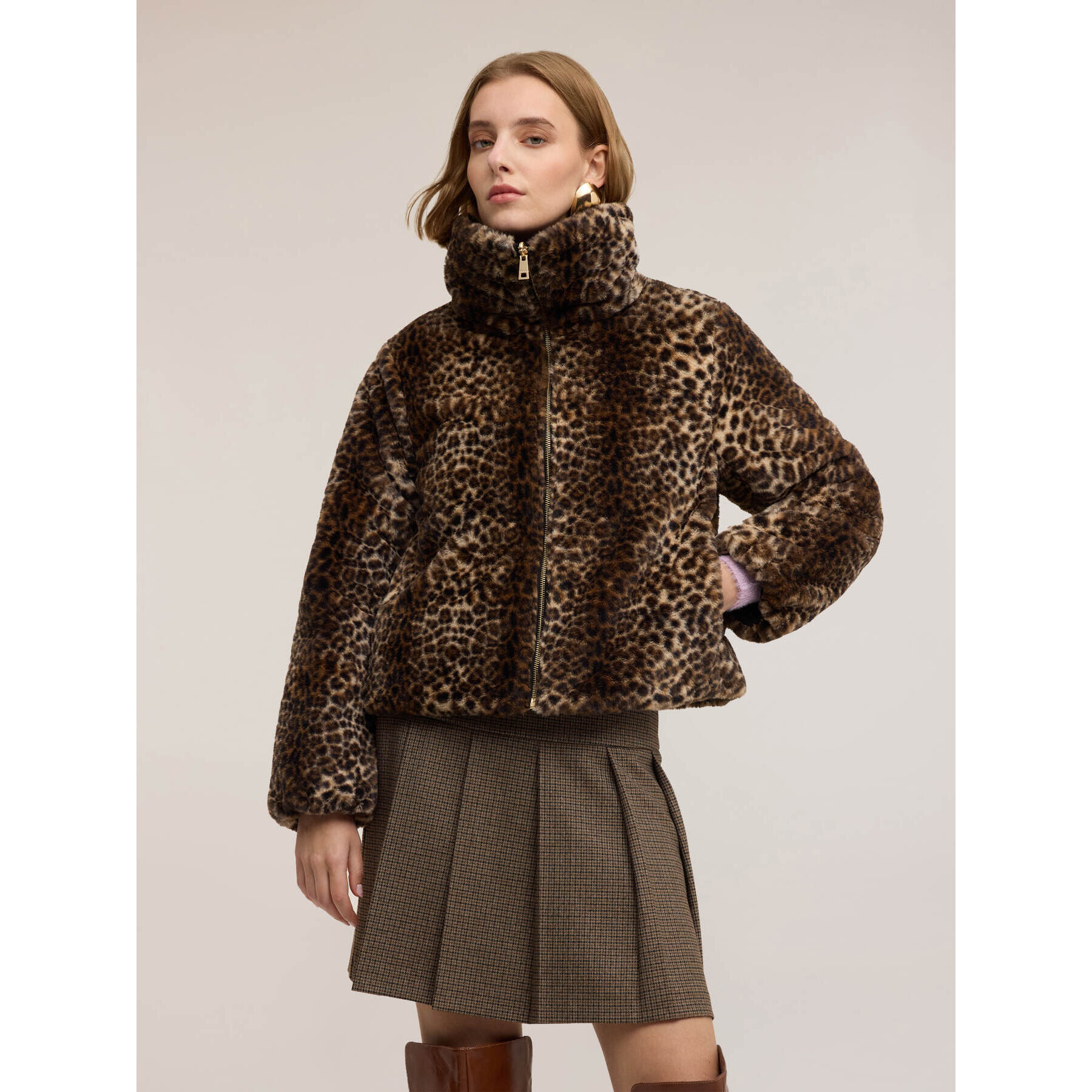 Motivi - Chaqueta efecto pelo reversible - Marrón