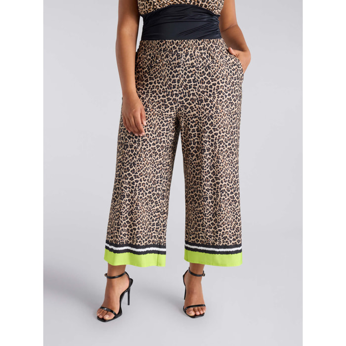 Fiorella Rubino - Pantaloni cropped stampa macula - Marrone