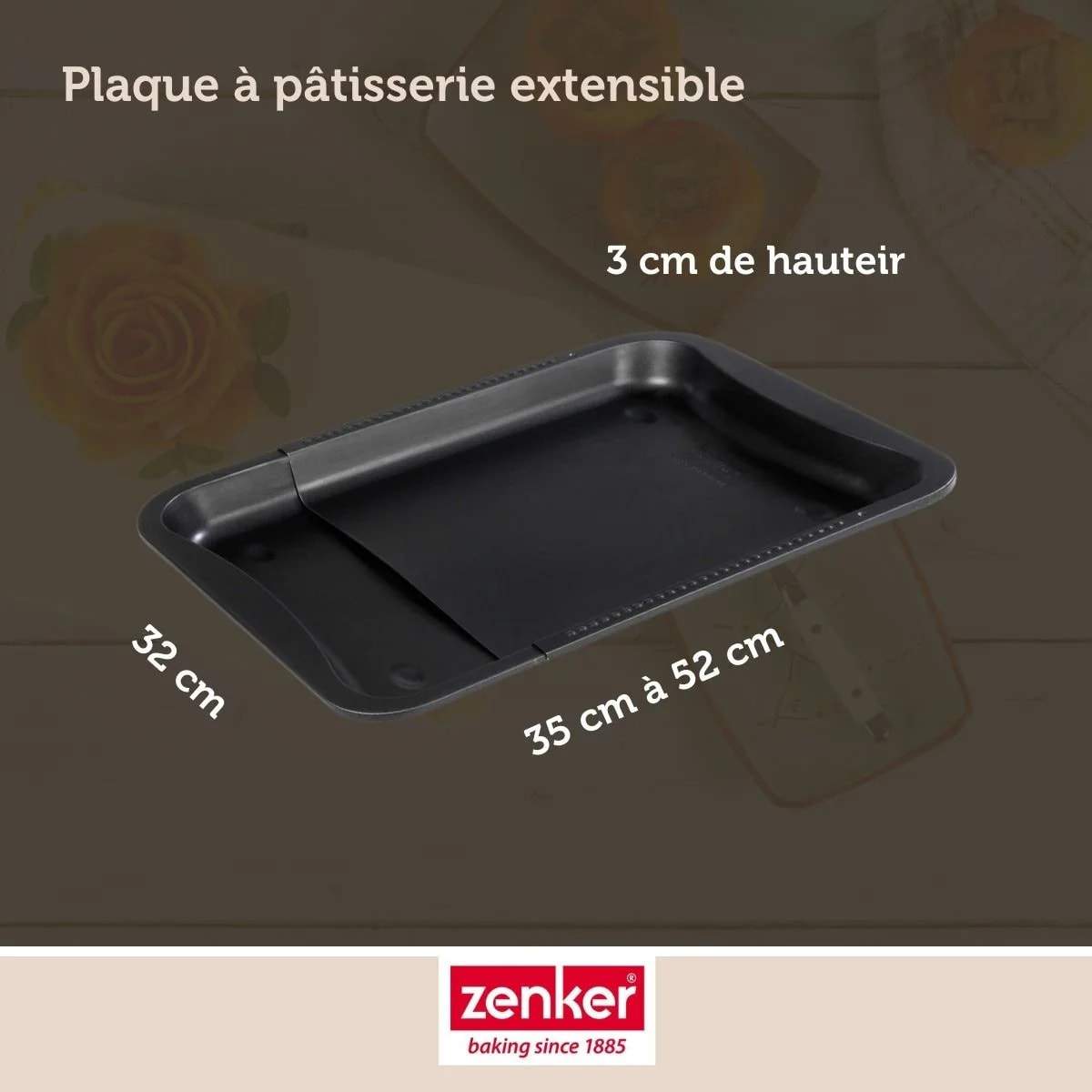 Lot de 2 moules à gâteaux 35-52/32/3 cm en acier Black mettallic Black mettallic Zenker  Black mettallic