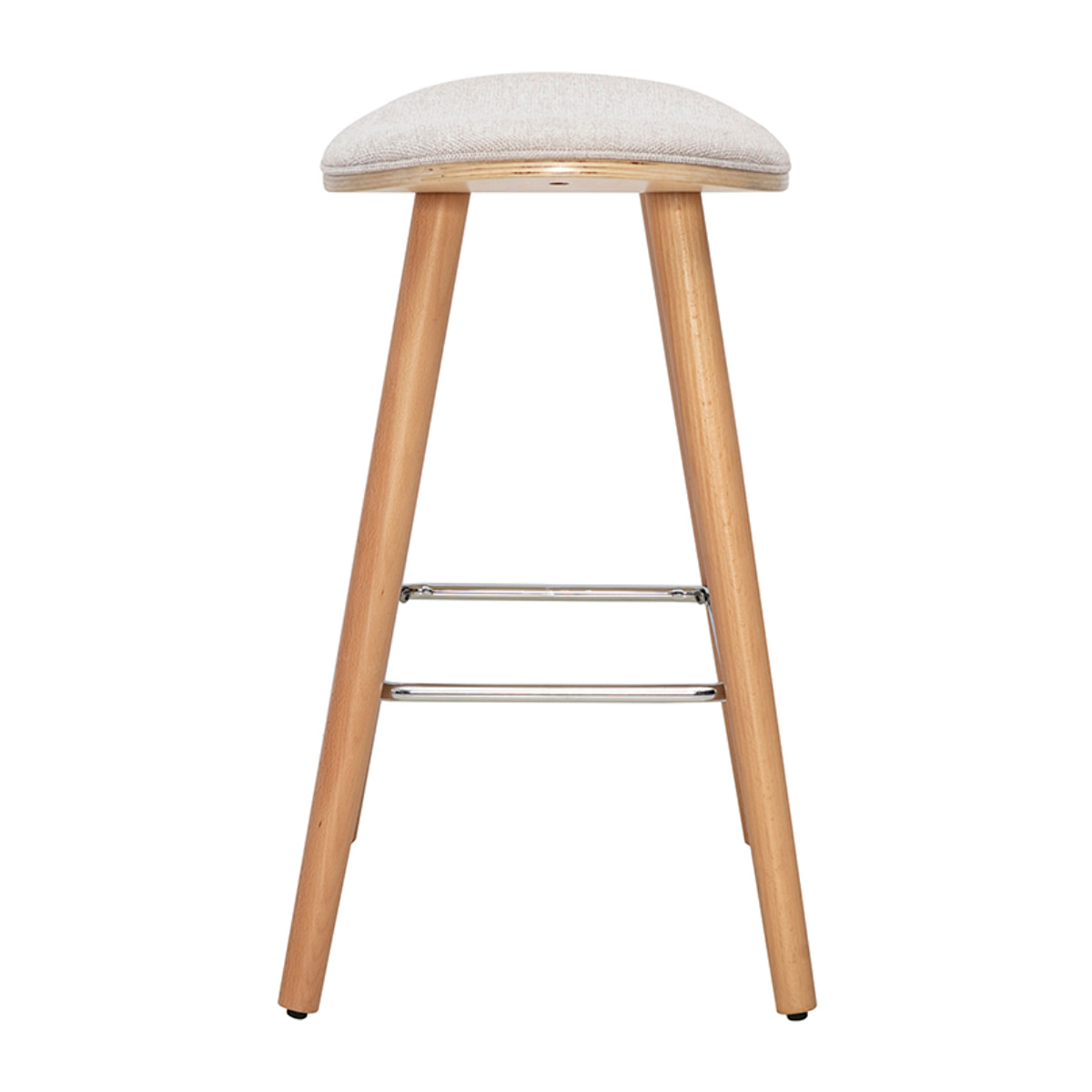 Tabourets de bar en tissu effet velours texturé beige et bois clair H65 cm (lot de 2) MEADOW