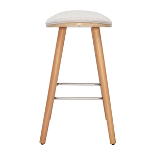 Tabourets de bar en tissu effet velours texturé beige et bois clair H65 cm (lot de 2) MEADOW
