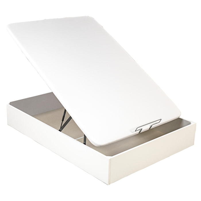 Canapé Abatible Altura 32cm Blanco Gran Capacidad Montaje en Domicilio y Retirada Usado Incluido Tapa 3D. 2 esquinas Redondeadas en Madera Alta Durabilidad · WHAT THE SLEEP