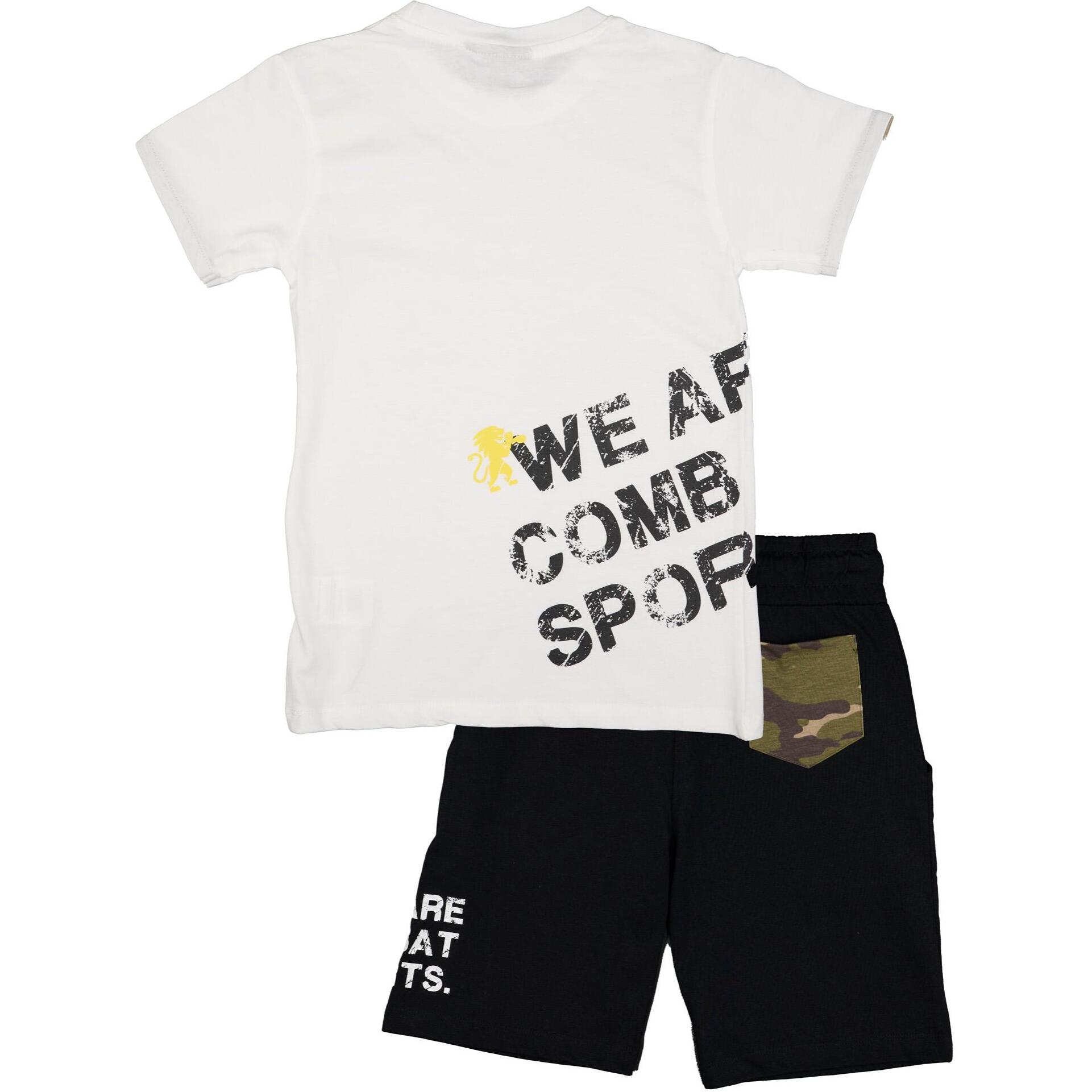 Conjunto infantil completo de algodón con camiseta Leone Camou y pantalón corto