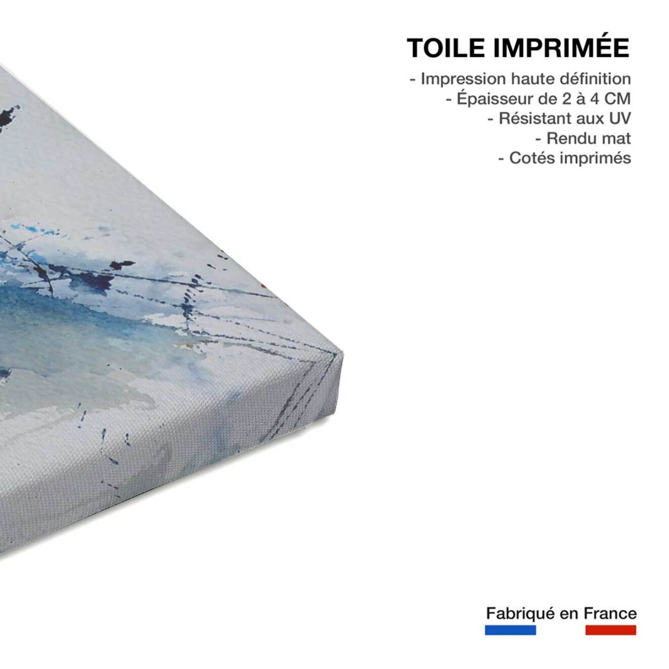 Tableau abstrait Pochoir et tâches d'encres Toile imprimée