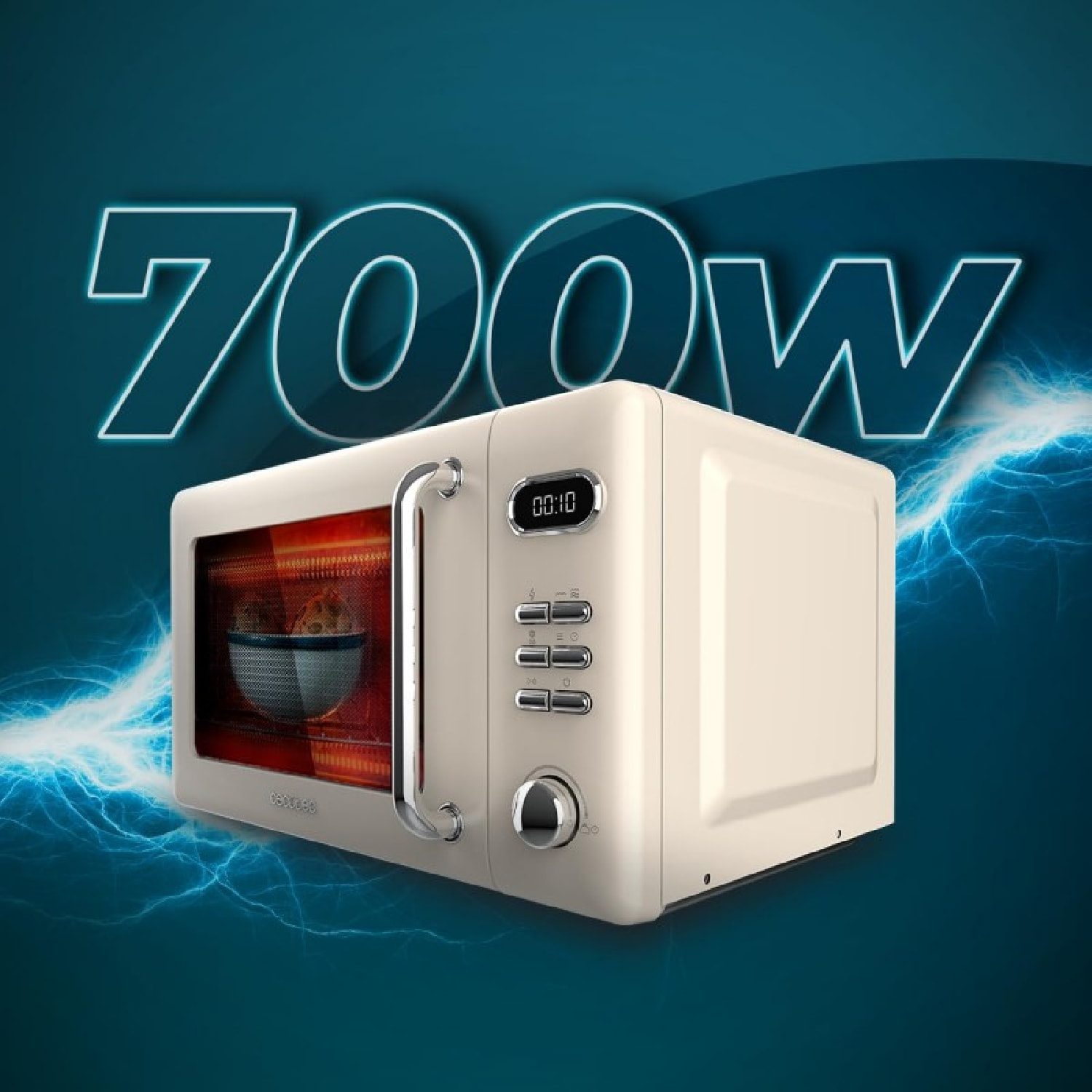 Cecotec Micro-ondes de 20 L avec grill ProClean 5110 Retro Beige