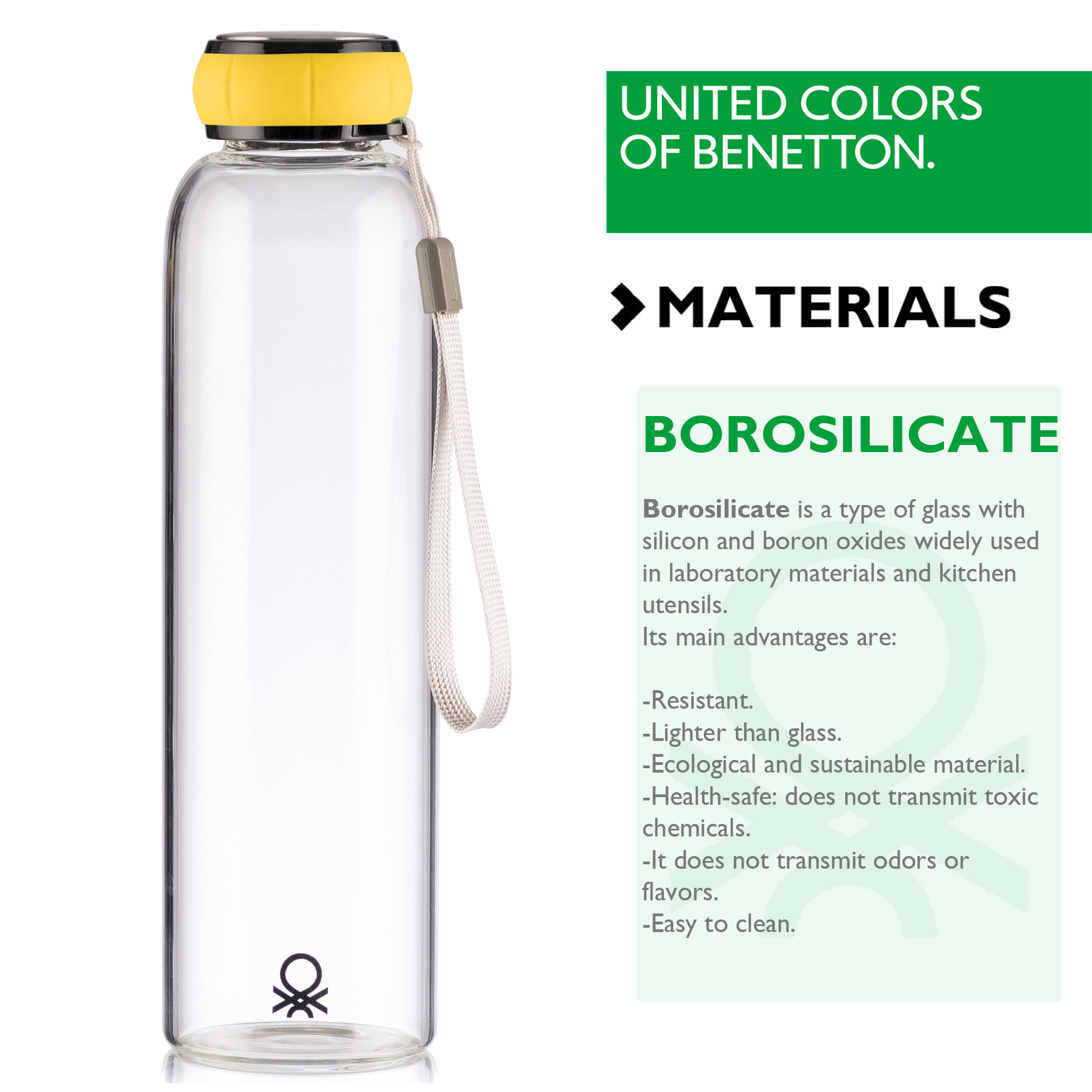 Set de 3 unidades de botella de agua 550ml Benetton