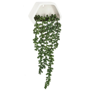 Plante artificielle murale tombante - pot en ciment - H45 cm