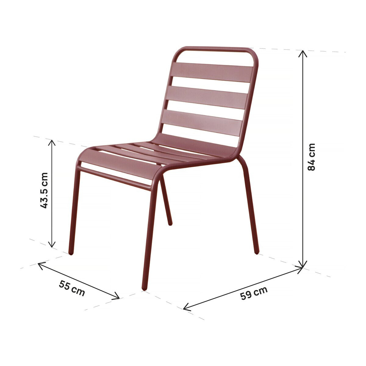 Lot de 2 chaises de jardin en métal empilables "Bilbao" - Terracotta