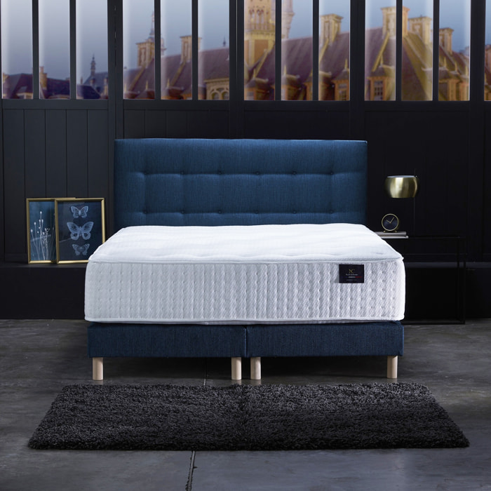 Ensemble Hélios + tête de lit capitonnée - Matelas ressorts ensachés Mémoire de forme Latex