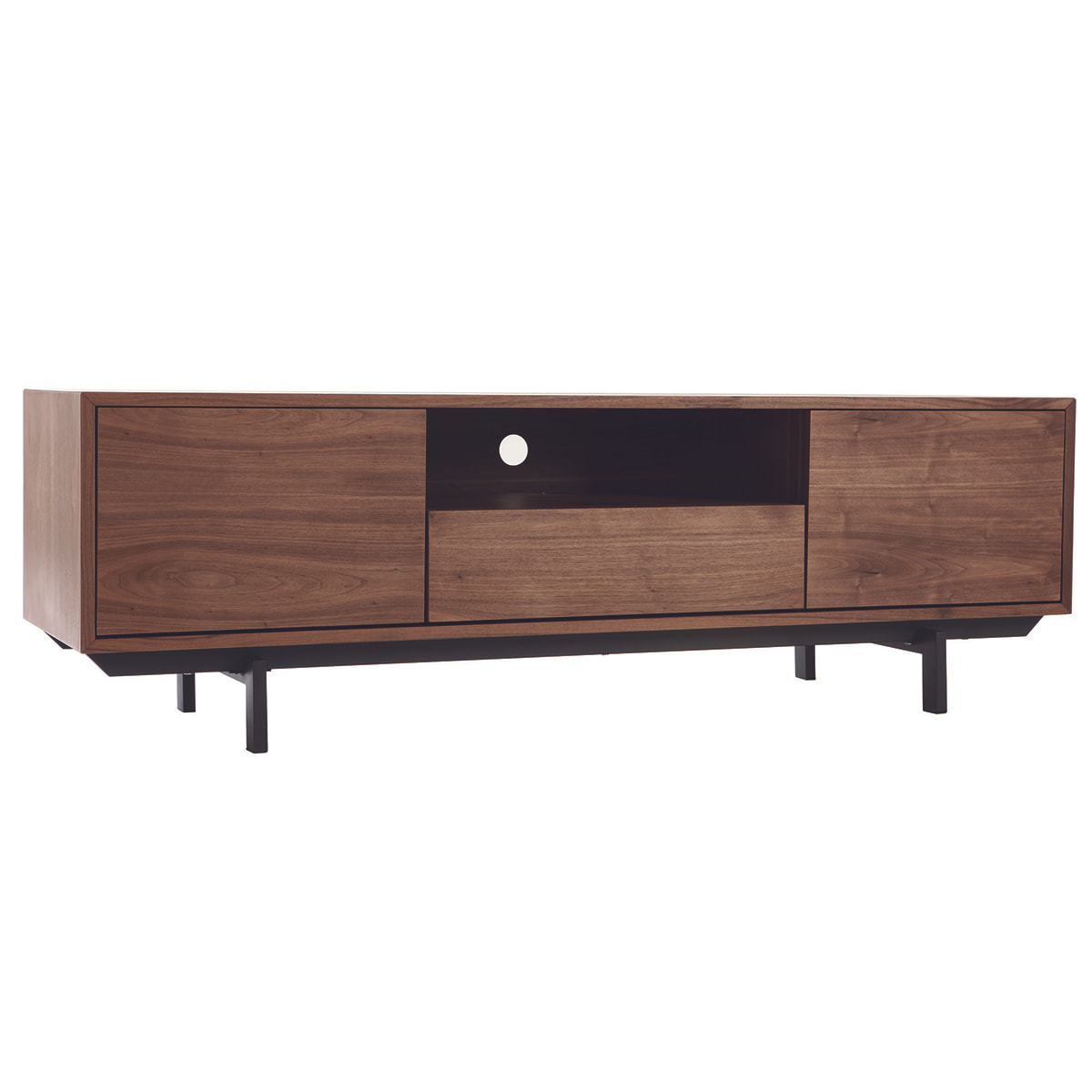 Meuble TV vintage en bois foncé niche ouverte L160 cm MANNY