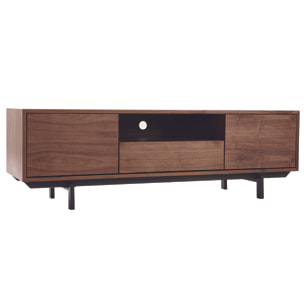 Meuble TV vintage en bois foncé niche ouverte L160 cm MANNY