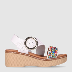 Sandalias de Piel - Blanco - Tacón: 5 cm