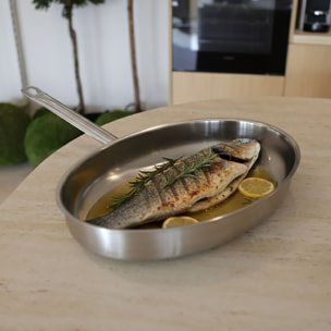 Poêle à poisson en acier inoxydable 37,5cm - tous feux PROFESSIONNEL