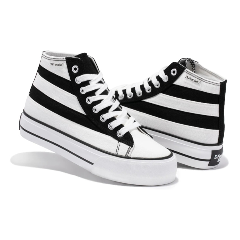 Zapatillas Altas Mujer One Way Patch Blanco y Negro D.Franklin