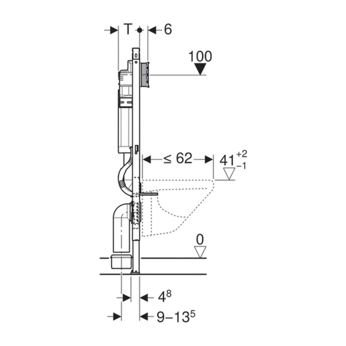 Duofix bâti-support pour WC suspendu, 112 cm, réservoir encastré Sigma 12 cm, à installer entre parois latérales (111.355.00.5)