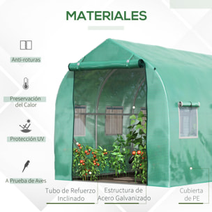 Invernadero de Exterior 3x2x2 m Invernadero de Túnel con 6 Ventanas de Malla y Puerta Invernadero de Huerto para Patio Jardín Verde