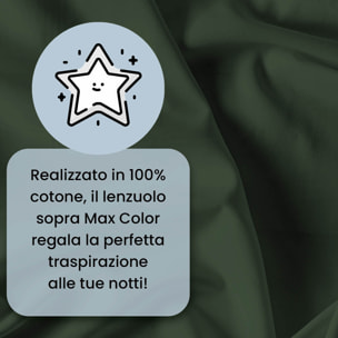 LENZUOLO SOPRA MAX COLOR, 100% Cotone, Tinta Unita, Made in Italy - VERDE OLIVA
