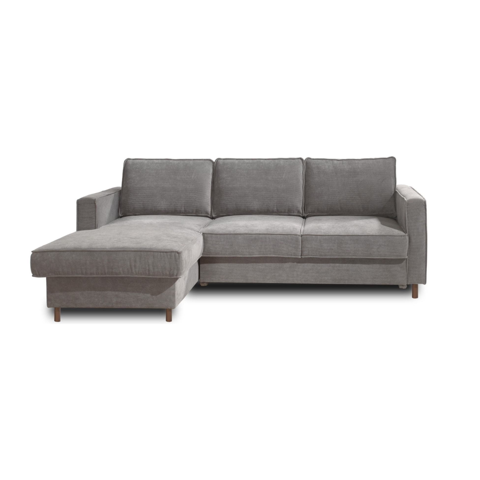 Jake - canapé d'angle gauche - convertible avec coffre - 4 places - en velours côtelé - Gris clair