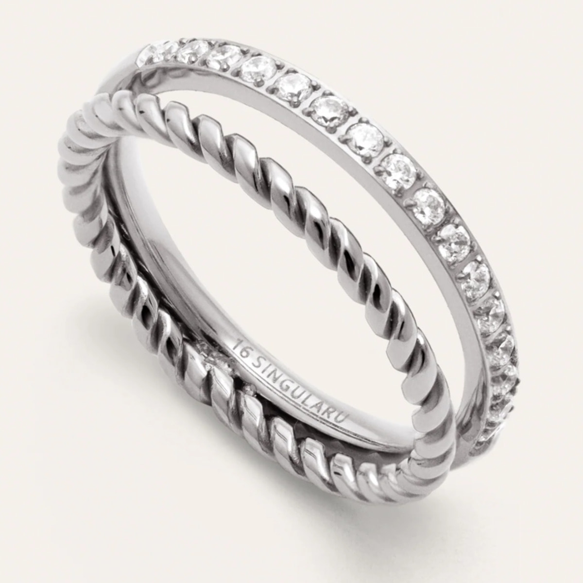 Anillo Doble Tressia Spark Acero