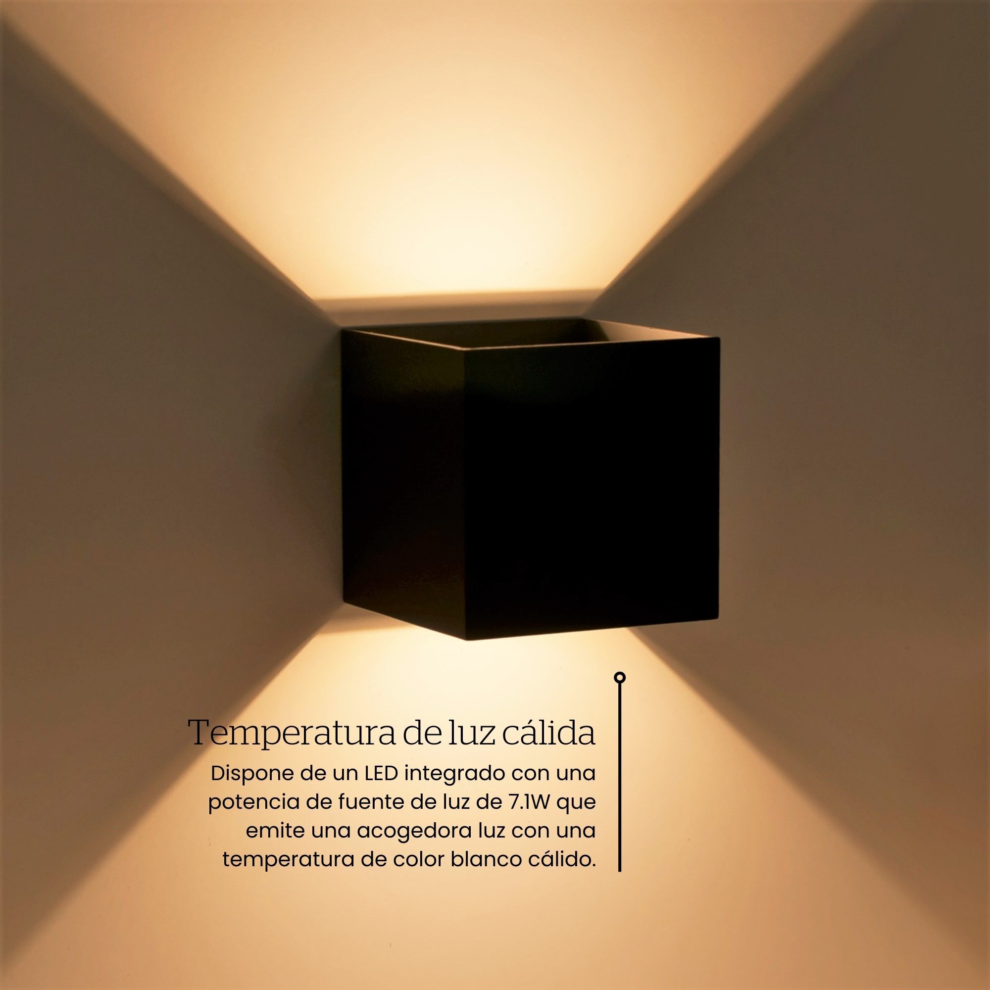 Axis Square - 2 Apliques de pared Iluminación LED Exterior para Terrazas, Jardines y Balcones ON/OFF 3000K en Color Negro